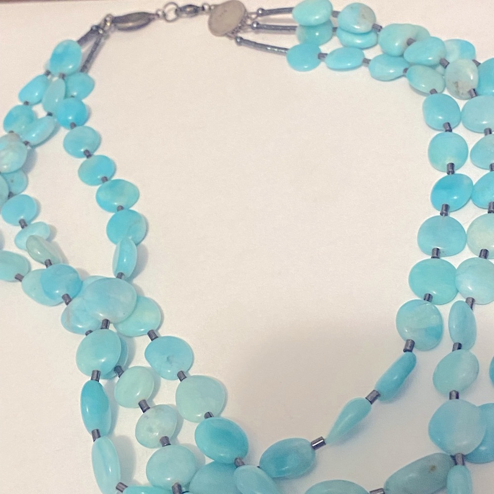 Amazonite Genuine Gemstone Necklace, Multi Strand